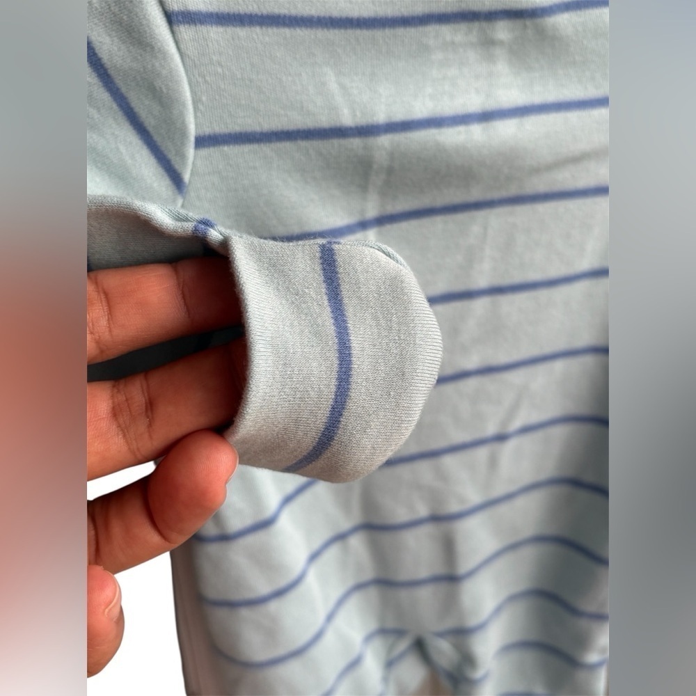 Carter's Blue Striped Little Brother Footie newborn - Picture 4 of 5